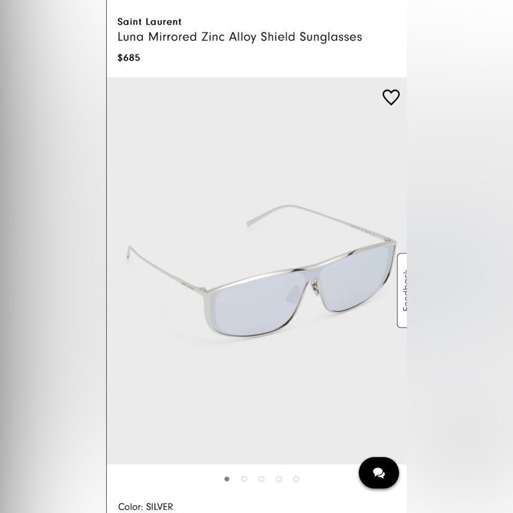 Saint Laurent Luna Mirrored Zinc Alloy Shield Sunglasses - Picture 3 of 6
